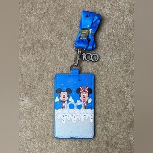 Disney x Loungefly Blue Mickey and Minnie Celebration Lanyard, NEW